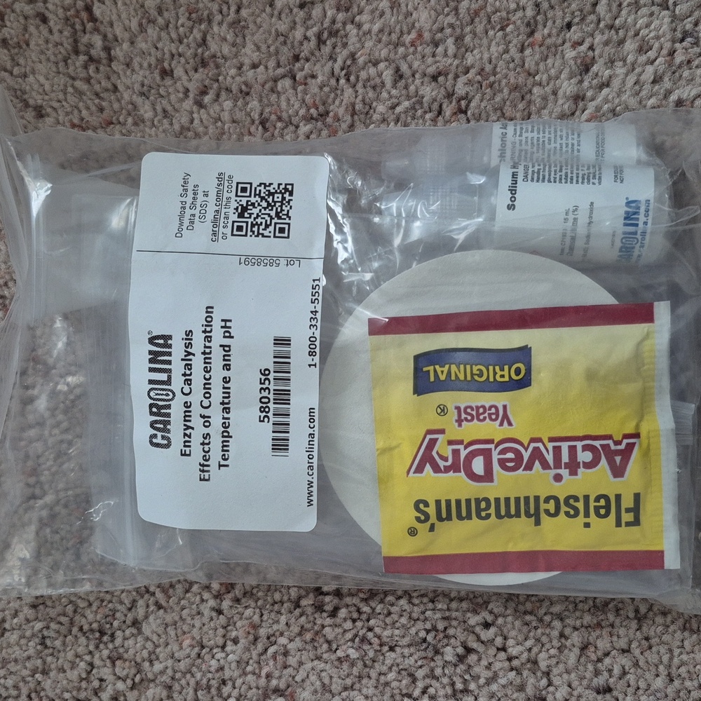 CAROLINA Enzyme Catalysis Effects Temperature+pH HOMESCHOOL science Experiment